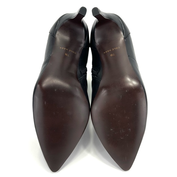 COLE HAAN GRAND.OS BLACK LEATHER POINTY TOE STILETTO HEEL SHORT BOOTS/BOOTIES🆕 - Picture 15 of 16